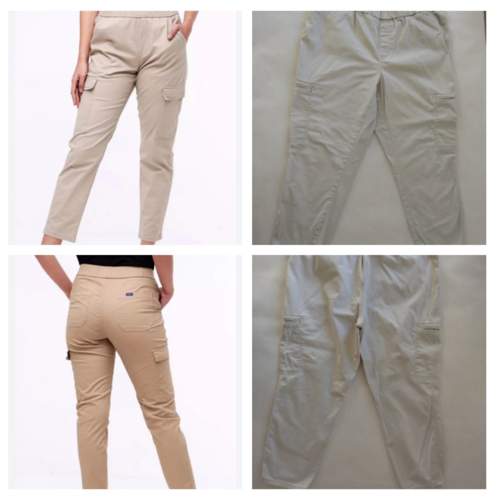 Lands End Women's Tan Pants, Size 16P, High rise, back pockets, side pockets and